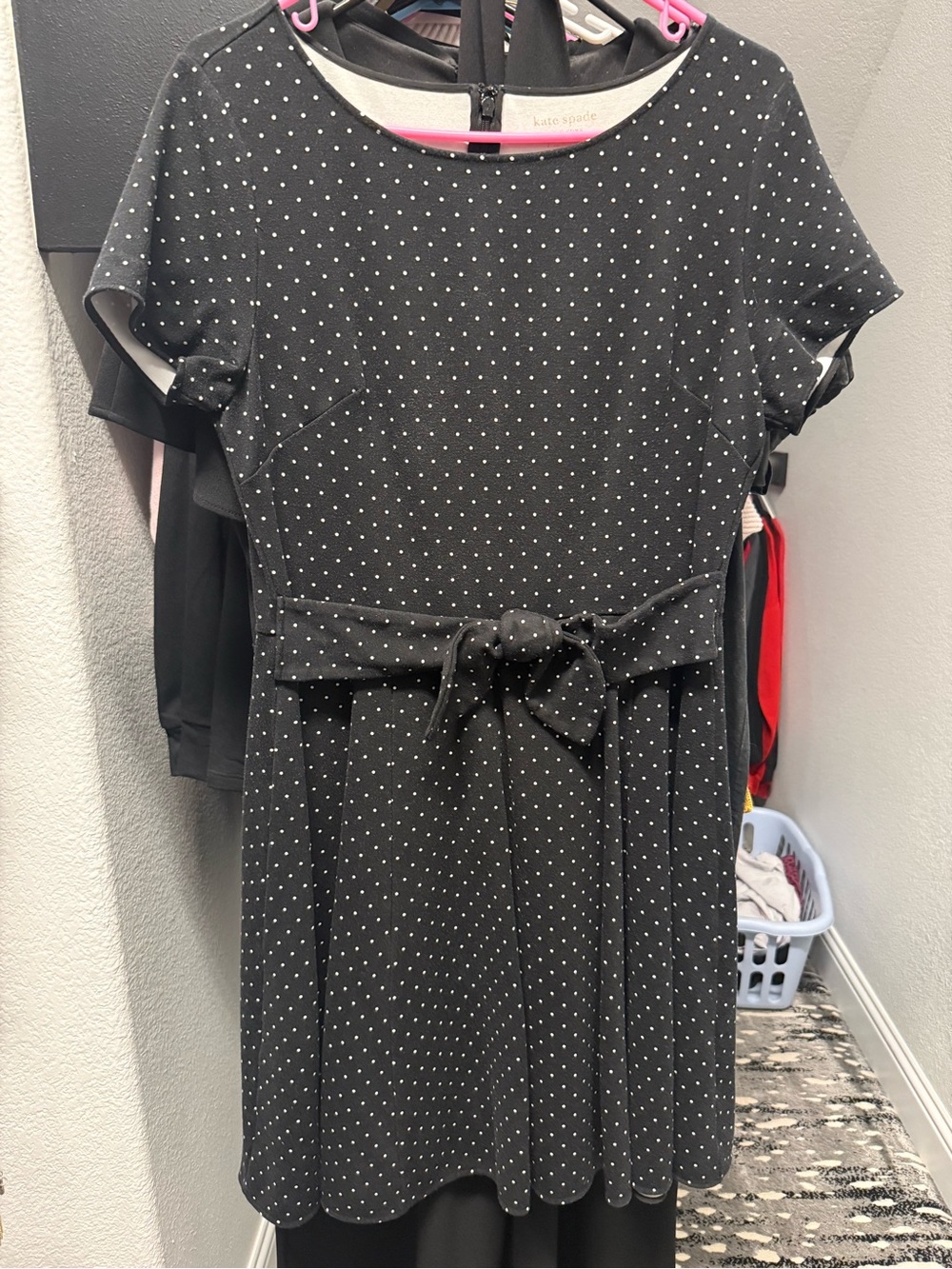 Kate Spade Black & White Polka Dot Bow Dress Size 10